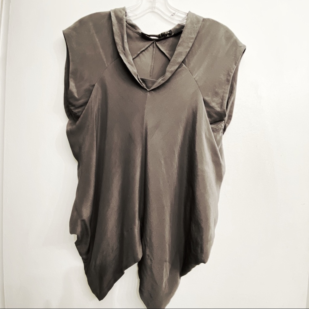 All Saints Silk Grey Drapey Sleeveless Tunic